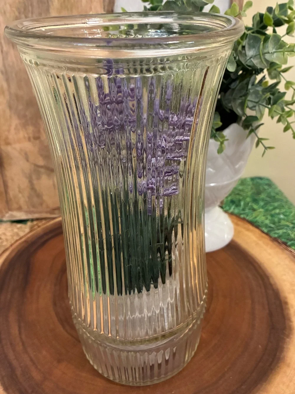 Hoosier Ribbed Bee Hive Clear Glass Vase - Decorative Home Accent